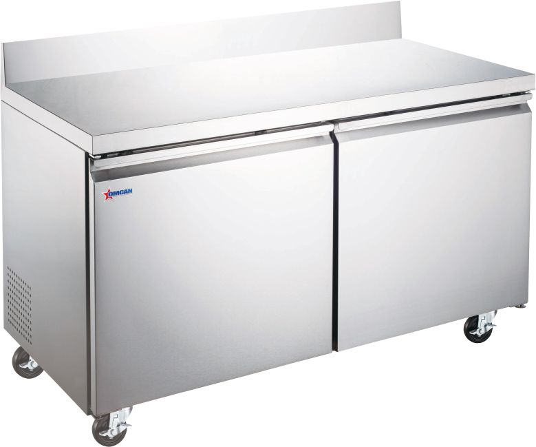 Omcan - 60" Stainless Steel Two Door Worktop Freezer With Backsplash - 50098