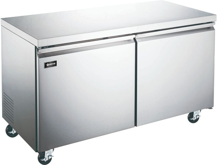 Omcan - 60" Stainless Steel Under Counter Double Door Refrigerator With 15 Cu. Ft. Capacity - 50093