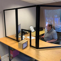 Omcan - 6’8″ x 3′ Clear Polycarbonate Countertop Screen with Window Cut Out - 46761