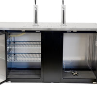 Omcan - 69″ 23.3 Cu.Ft Double Solid Doors Kegerator / Beer Dispenser With 2 Taps - 50068