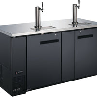 Omcan - 69″ 23.3 Cu.Ft Double Solid Doors Kegerator / Beer Dispenser With 2 Taps - 50068