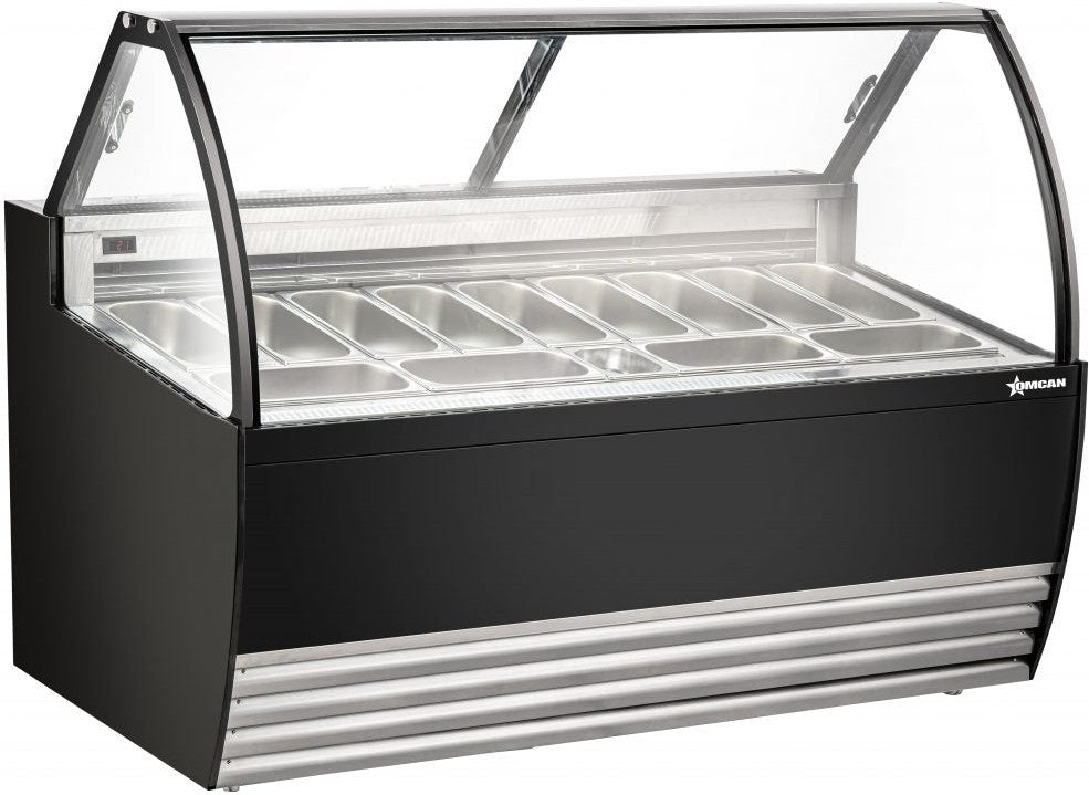 Omcan - 69.5″ Gelato Black Display Showcase with 13 Pans - 49008