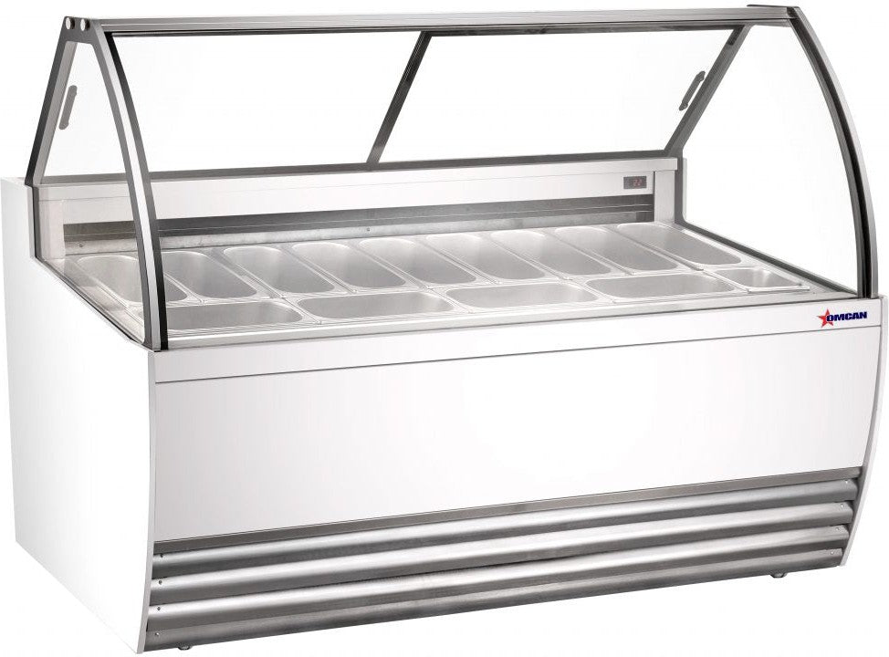 Omcan - 69.5″ Gelato White Display Showcase with 13 Pans - 47572