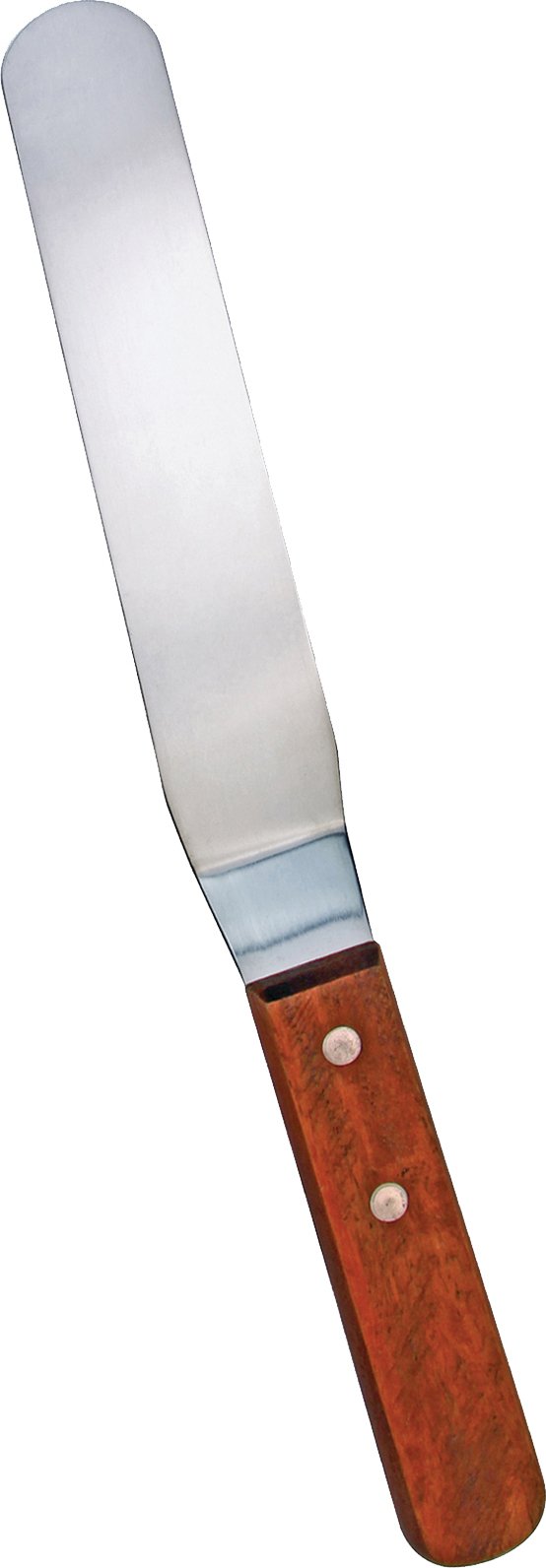 Omcan - 6.5” x 1 5/16” Offset Spatula with Stainless Steel Blade & Wood Handle, 50/cs - 80144