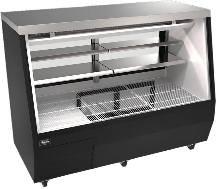 Omcan - 71” Square Black Glass Refrigerated Double-Duty Deli Display Case - 50106