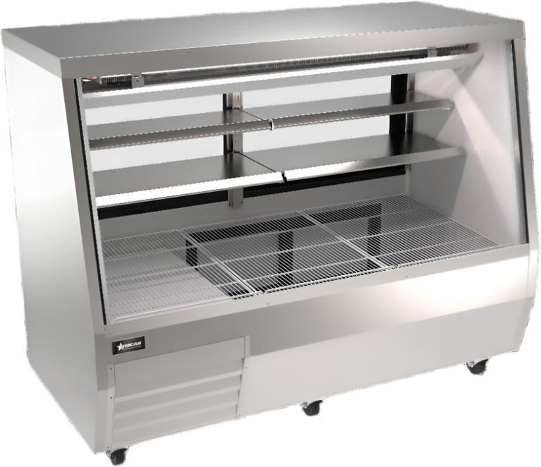 Omcan - 71” Square Stainless Steel Glass Refrigerated Double-Duty Deli Display Case - 50107
