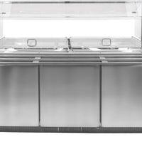 Omcan - 71" Stainless Steel Refrigerated Salad Bar / Cold Food Table with Sneeze Guard, Tray Slide and Pan Covers - 50090