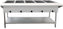 Omcan - 72″ 5 Pan Open Well Electric Steam Table with Cutting Board and Adjustable Undershelf - 46648