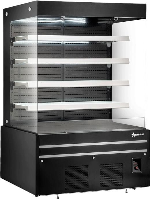 Omcan - 72″ Grab-and-Go Open Black Refrigerated Showcase with 40.96 cu.ft. Capacity - 48380