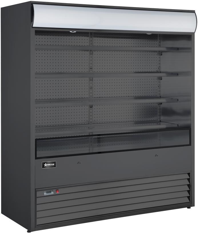Omcan - 72″ Grab-and-Go Open Refrigerated Floor Self-Serve Black Display Case - 48269