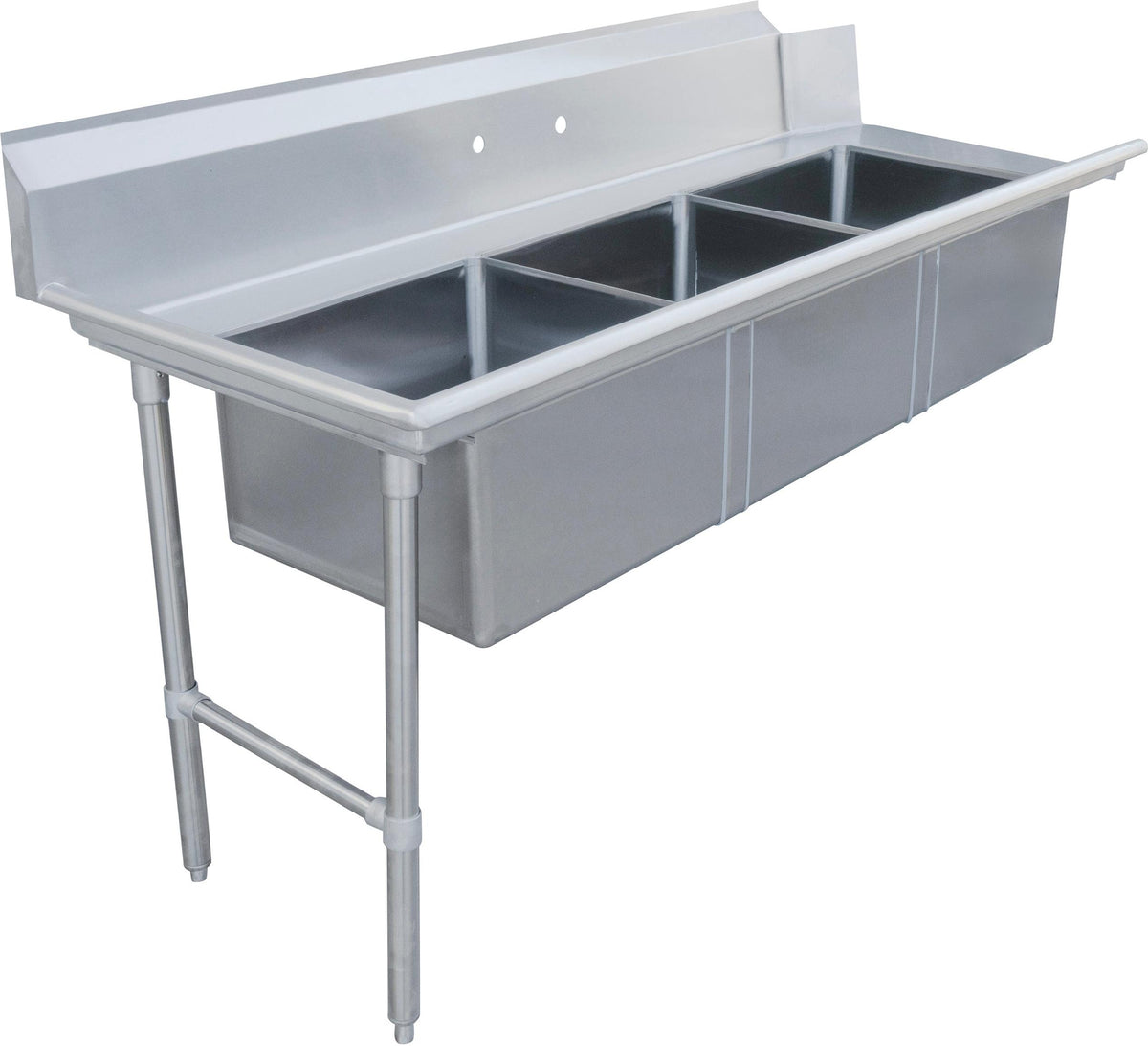 Omcan - 72" Left Side Soiled Dish Table with Three Sinks - 48495