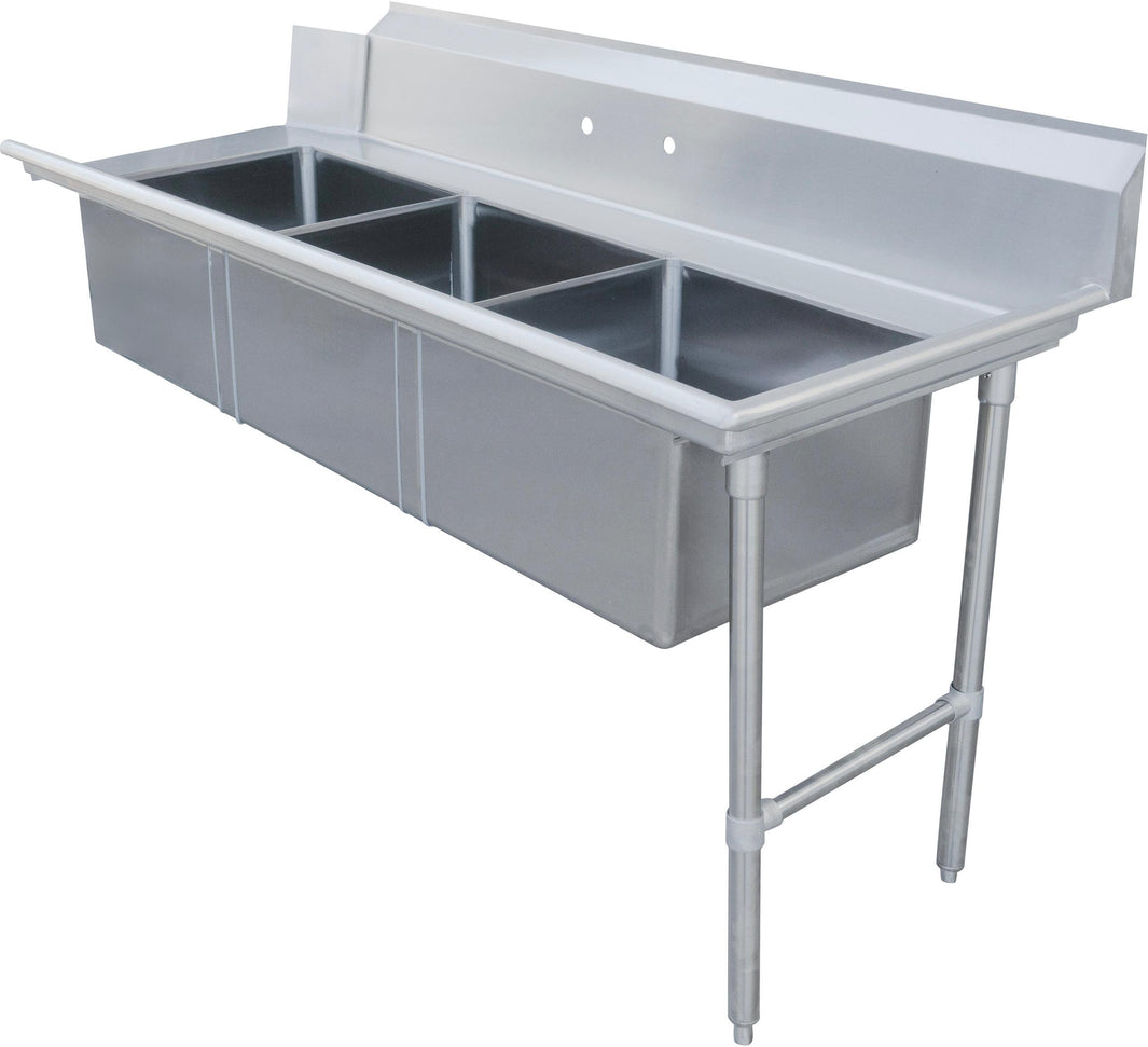 Omcan - 72" Right Side Soiled Dish Table with Three Sinks - 48496