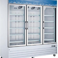 Omcan - 78" 3-Door Swing Glass Refrigerator / Cooler - RE-CN-0052-HC