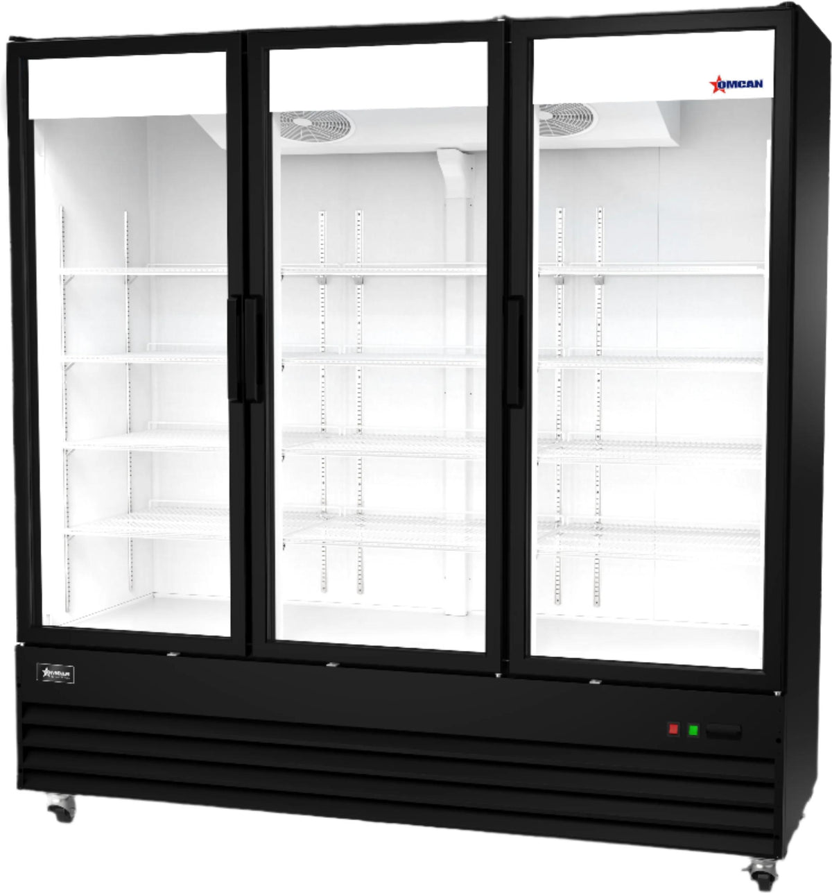 Omcan - 79” Glass 3 Swing Door Black Merchandiser Refrigerator - 50125