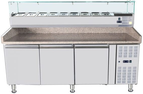 Omcan - 79" Refrigerated Topping Rail with Sneeze Guard - RS-CN-0009-P