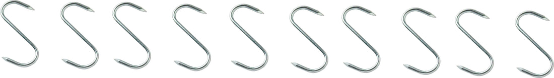 Omcan - 7.75" x 7/16” Stainless Steel “S” Hook (200 X 9 mm), Pack of 10 - 10501