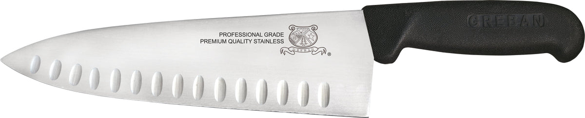 Omcan - 8" Black Handle Greban Cook G-Edge Knife, Pack of 10 - 16833