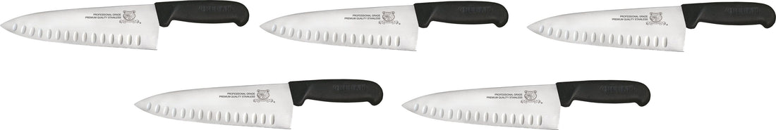 Omcan - 8" Black Handle Greban Cook G-Edge Knife, Pack of 10 - 16833