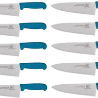 Omcan - 8" Blue Handle Greban Medium Blade Cook Knife, Pack of 10 - 11992