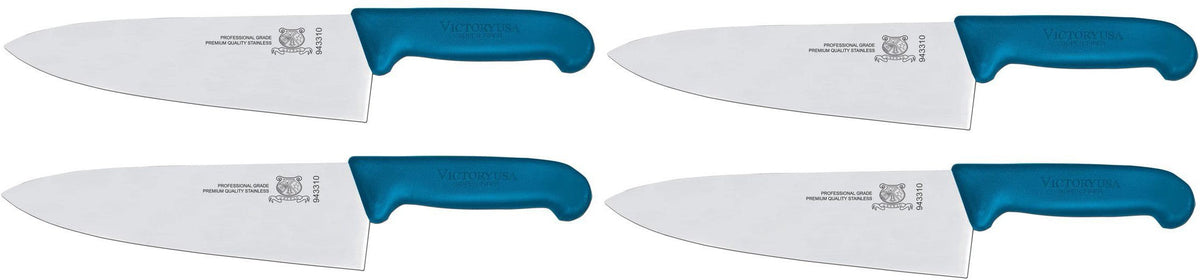 Omcan - 8” Blue Super Fiber Handle Medium Cook's Knife, Pack of 3 - 23874