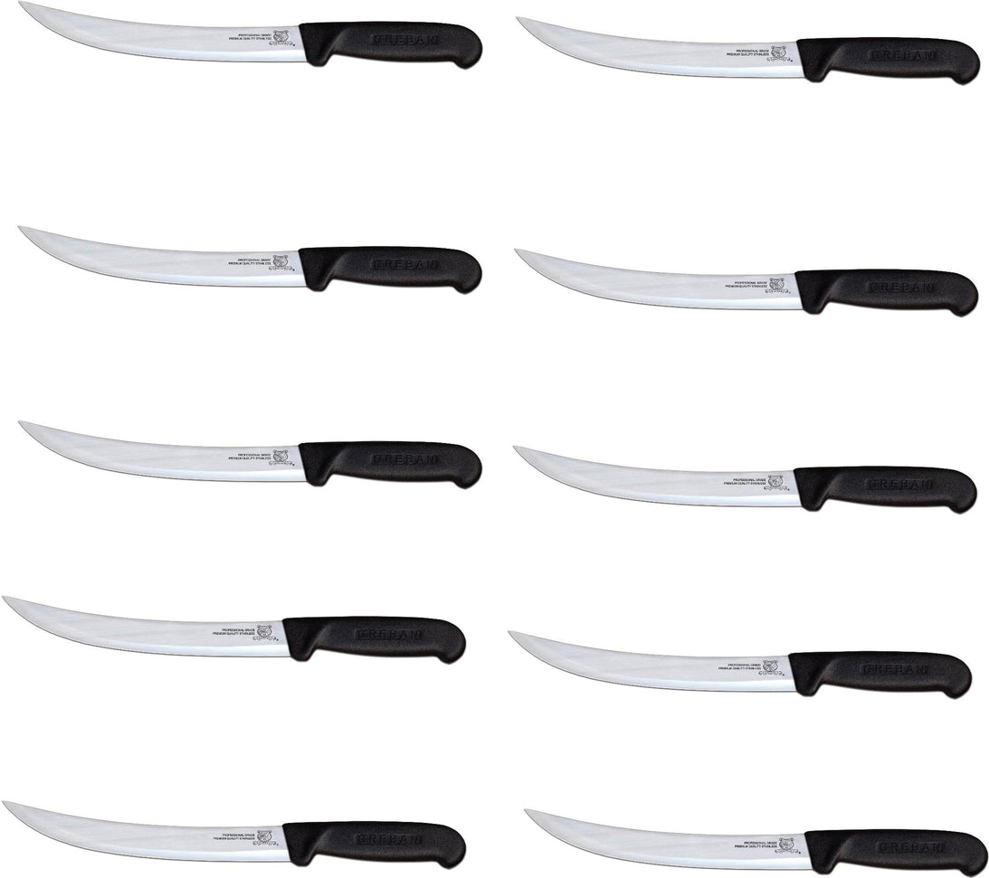 Omcan - 8” Breaking Knife with Black Polypropylene Handle, Pack of 10 - 12307