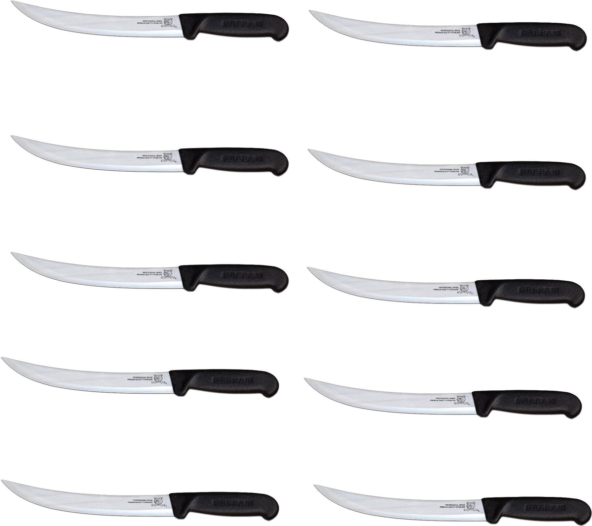 Omcan - 8” Breaking Knife with Black Polypropylene Handle, Pack of 10 - 12307