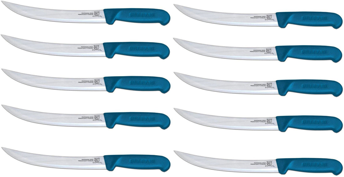 Omcan - 8” Breaking Knife with Blue Polypropylene Handle, Pack of 10 - 12315