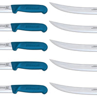 Omcan - 8” Breaking Knife with Blue Polypropylene Handle, Pack of 10 - 12315