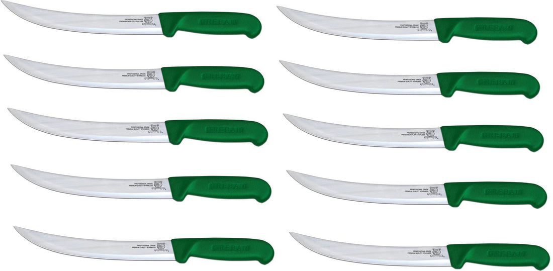 Omcan - 8” Breaking Knife with Green Polypropylene Handle, Pack of 10 - 12319