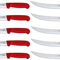 Omcan - 8” Breaking Knife with Red Polypropylene Handle, Pack of 10 - 12322