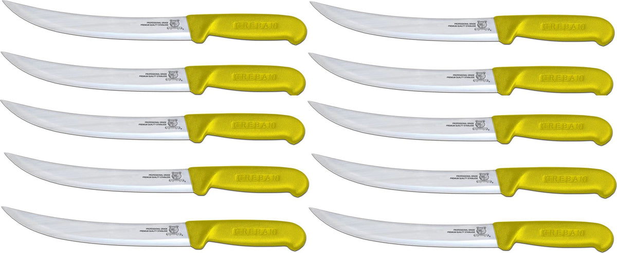 Omcan - 8” Breaking Knife with Yellow Polypropylene Handle, Pack of 10 - 12326