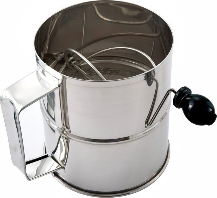 Omcan - 8 Cup Stainless Steel Rotary Sifter, Pack of 10 - 80424