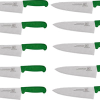 Omcan - 8" Green Handle Greban Medium Blade Cook Knife, Pack of 10 - 12003