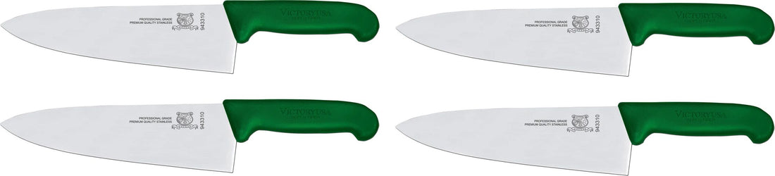 Omcan - 8” Green Super Fiber Handle Medium Cook's Knife, Pack of 3 - 23875