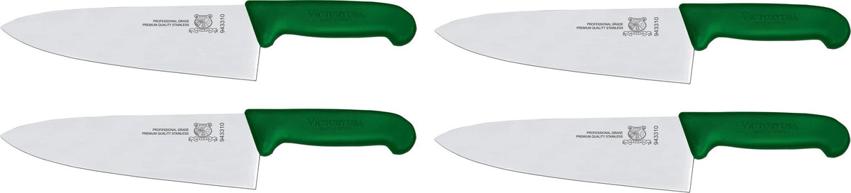 Omcan - 8” Green Super Fiber Handle Medium Cook's Knife, Pack of 3 - 23875