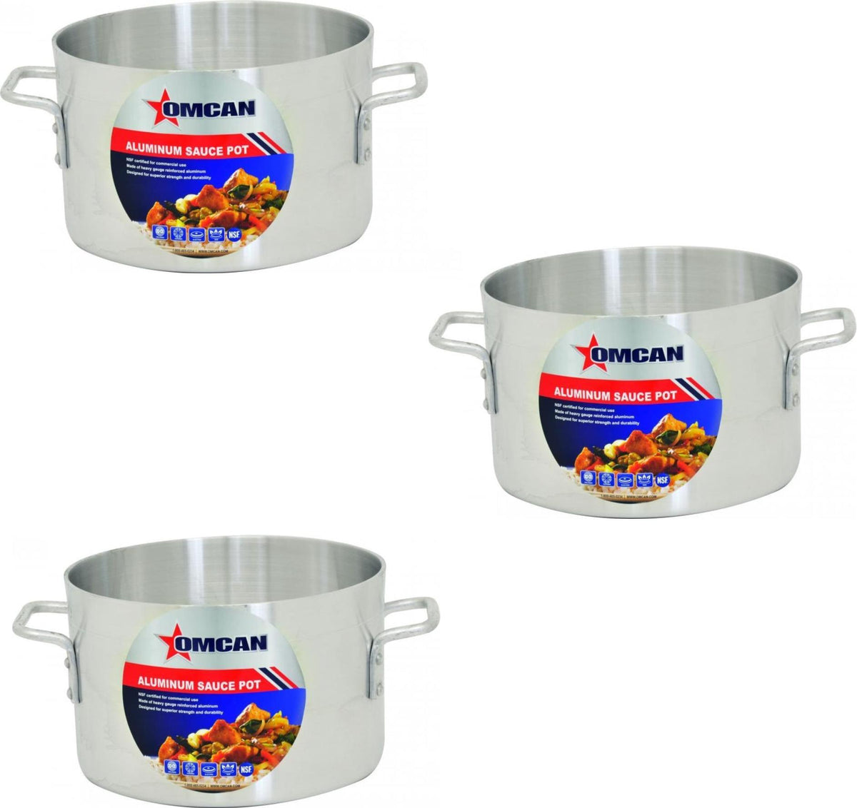 Omcan - 8 QT Aluminum Sauce Pot, Pack of 2 - 43390