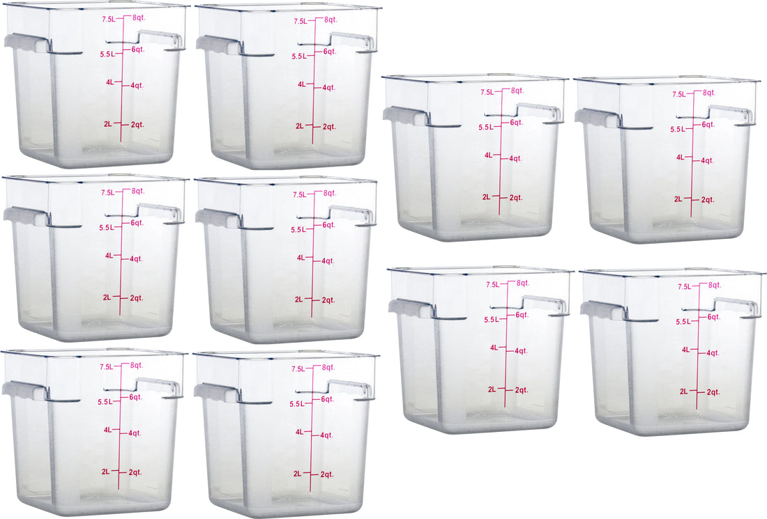 Omcan - 8 QT Clear Square Food Storage Container, Pack of 10 - 80169