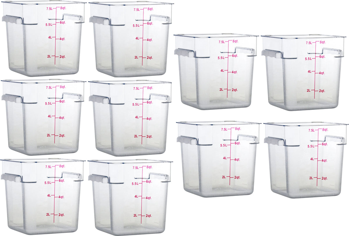 Omcan - 8 QT Clear Square Food Storage Container, Pack of 10 - 80169