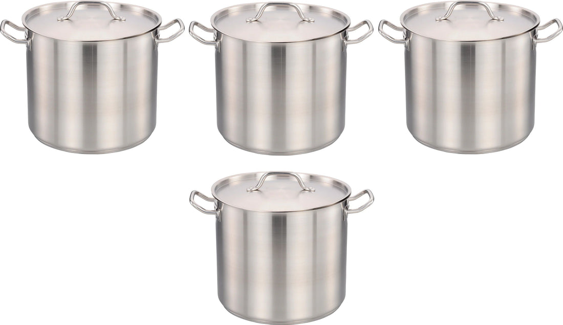 Omcan - 8 QT Stainless Steel Stock Pot with Cover, Pack of 4 - 80437