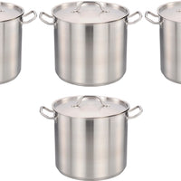 Omcan - 8 QT Stainless Steel Stock Pot with Cover, Pack of 4 - 80437