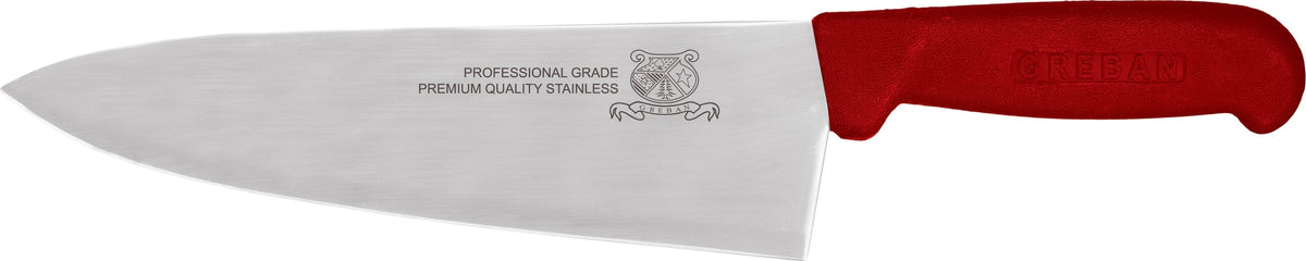 Omcan - 8" Red Handle Greban Medium Blade Cook Knife, Pack of 10 - 12008