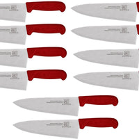Omcan - 8" Red Handle Greban Medium Blade Cook Knife, Pack of 10 - 12008