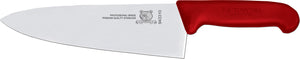 Omcan - 8” Red Super Fiber Handle Medium Cook's Knife, 4/cs - 23876