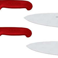 Omcan - 8” Red Super Fiber Handle Medium Cook's Knife, Pack of 3 - 23876