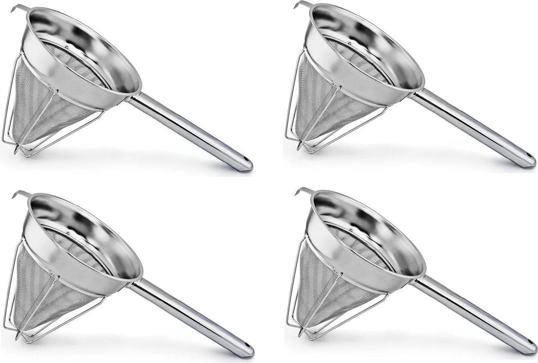 Omcan - 8” Reinforced Extra Fine Mesh Bouillon Strainer, Pack of 3 - 80126