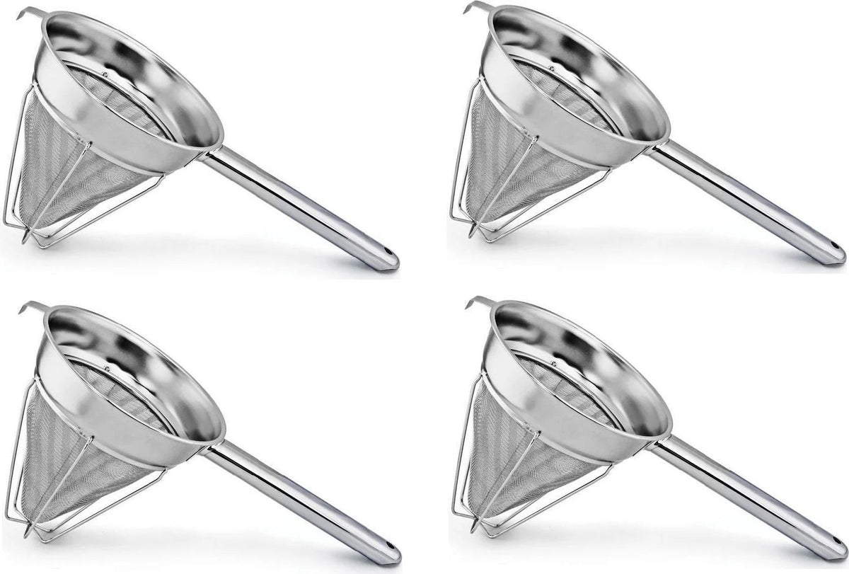 Omcan - 8” Reinforced Extra Fine Mesh Bouillon Strainer, Pack of 3 - 80126