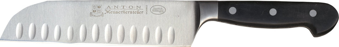 Omcan - 8" Santoku Knife with Forged G-Edge Blade, Pack of 4 - 17892