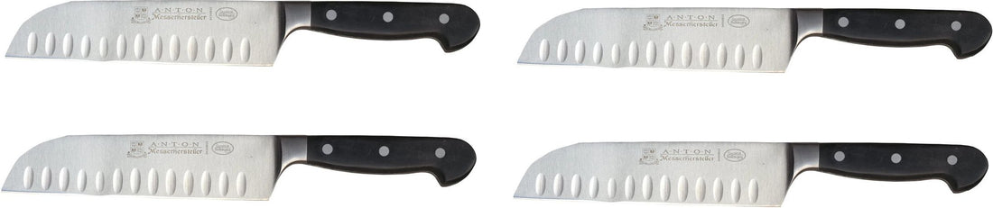 Omcan - 8" Santoku Knife with Forged G-Edge Blade, Pack of 4 - 17892