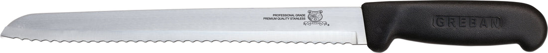 Omcan - 8” Slicer Knife with Narrow R-Wave Blade & Black Handle, Pack of 10 - 12603