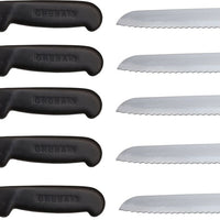 Omcan - 8” Slicer Knife with Narrow R-Wave Blade & Black Handle, Pack of 10 - 12603